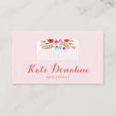 キュートピガーリーックヘアスタイリストフローラコーム髪サロン 名刺 (正面)