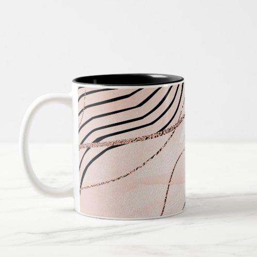 キュートピガーリーックボヘミアンバラ金ゴールドデザイン ツートーンマグカップ (左)