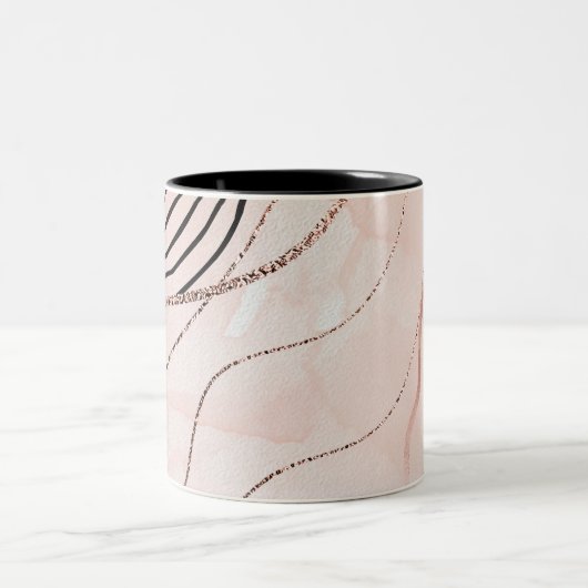 キュートピガーリーックボヘミアンバラ金ゴールドデザイン ツートーンマグカップ (中央)