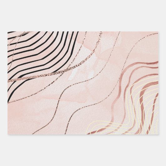 キュートピガーリーックボヘミアンバラ金ゴールドデザイン ラッピングペーパーシート (正面3)