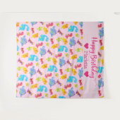 キュートピガーリーンクカラフル恐竜テーマ誕生日 タペストリー (正面(横))