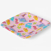 キュートピガーリーンクカラフル恐竜テーマ誕生日 ペーパープレート (傾斜あり)