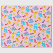 キュートピガーリーンクカラフル恐竜テーマ誕生日 ラッピングペーパー (フラット)