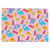 キュートピガーリーンクカラフル恐竜テーマ誕生日 ラージペーパーバッグ (裏面)