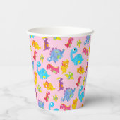 キュートピガーリーンクカラフル恐竜テーマ誕生日 紙コップ (裏面)