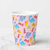 キュートピガーリーンクカラフル恐竜テーマ誕生日 紙コップ (正面)