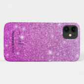 キュートピガーリーンクグラデーショングリッターモノグラム Case-Mate iPhoneケース (裏面(横))