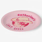 キュートピガーリーンクグリッターディスコ女性のカーボーイ ペーパープレート (アングル)