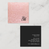 キュートピガーリーンクグリッターモノグラム美しい スクエア名刺 (正面/裏面)