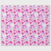 キュートピガーリーンクハートハッピーバースデー ラッピングペーパー (フラット)