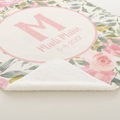 キュートピガーリーンクフローラセージ緑葉のモノグラム シェルパブランケット (3/4)