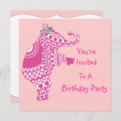 キュートピガーリーンクプリンセスエレファントパーティの招待状 招待状 (正面/裏面)