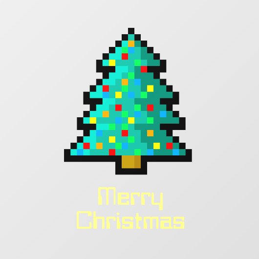 キュートピクセルアートクリスマスツリーおもしろいオタク系ののカスタム ウィンドウサイン (シート)