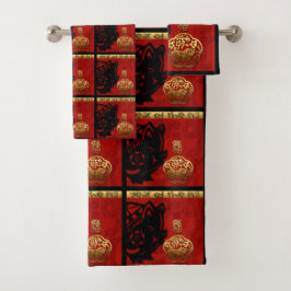 キュートピグイアー中国の〔占星術の〕十二宮図誕生日バスセット バスタオルセット