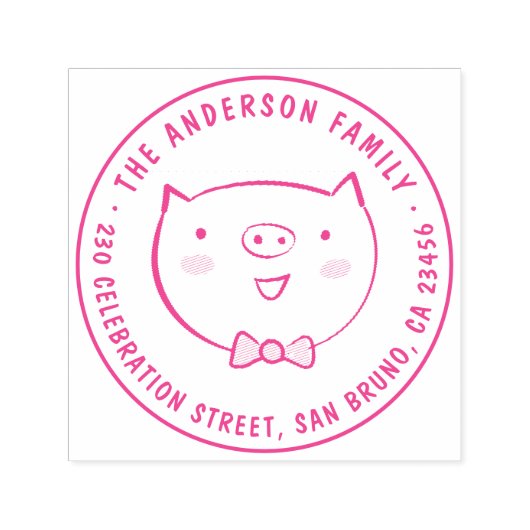 キュートピグカスタムファミリー名ラウンド差出人住所 セルフインキングスタンプ (デザイン)