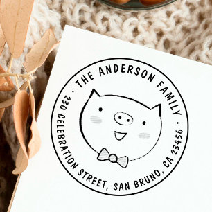 キュートピグカスタムファミリー名ラウンド差出人住所 ラバースタンプ