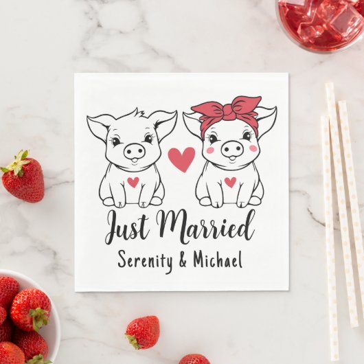 キュートピグカントリーウェディングファームたった今結婚しました スタンダードランチョンナプキン (インサイチュ)