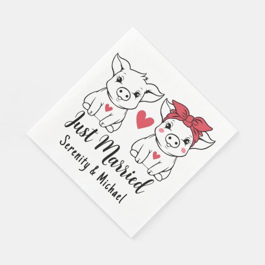 キュートピグカントリーウェディングファームたった今結婚しました スタンダードランチョンナプキン (角)