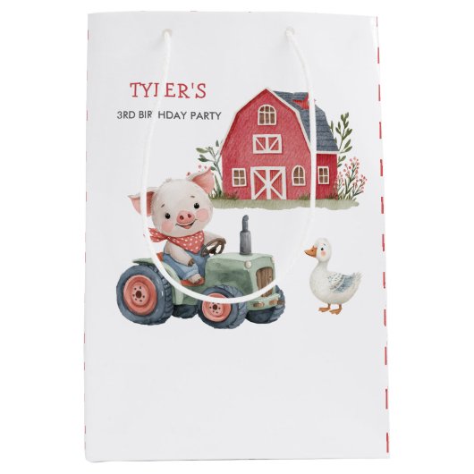 キュートピグトラクターファームアニマルバースデーパーティー ミディアムペーパーバッグ (正面)
