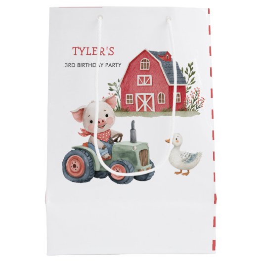 キュートピグトラクターファームアニマルバースデーパーティー ミディアムペーパーバッグ (裏面)