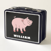 キュートピグパーソナライズされた名前をカスタムする新学期 メタルランチボックス (裏面)