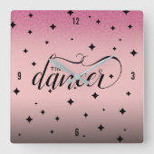 キュートピグラデーションンクグリッタースターリーチニーダンサー スクエア壁時計 (正面)