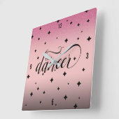 キュートピグラデーションンクグリッタースターリーチニーダンサー スクエア壁時計 (傾斜)