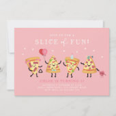 キュートピザパーティー誕生日招待状、おもしろいスライス 招待状 (正面)