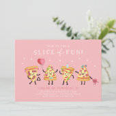 キュートピザパーティー誕生日招待状、おもしろいスライス 招待状 (スタンド正面)