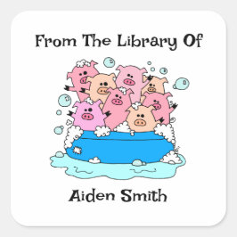 キュートピッグ蔵書票 スクエアシール