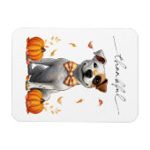 キュートピットブルサンクフル秋カボチャ マグネット (横)