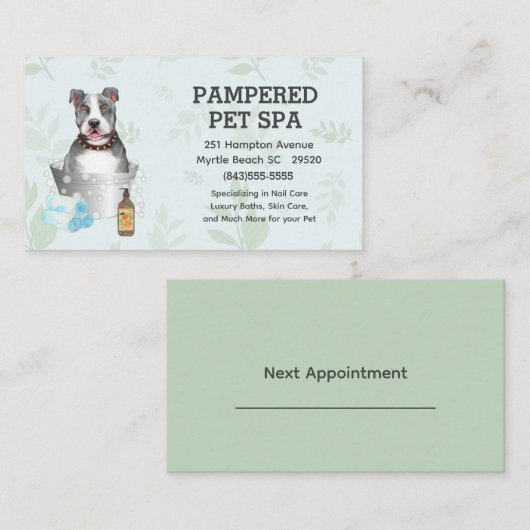 キュートピットブルテリアペットトリマースパアポイントメント 名刺 (正面/裏面)