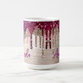 キュートピモダンックレッドグリッタードリップスモノグラム コーヒーマグカップ (中央)