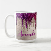 キュートピモダンックレッドグリッタードリップスモノグラム コーヒーマグカップ (左)