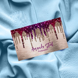 キュートピモダンックレッドグリッタードリップスモノグラム マグネット名刺