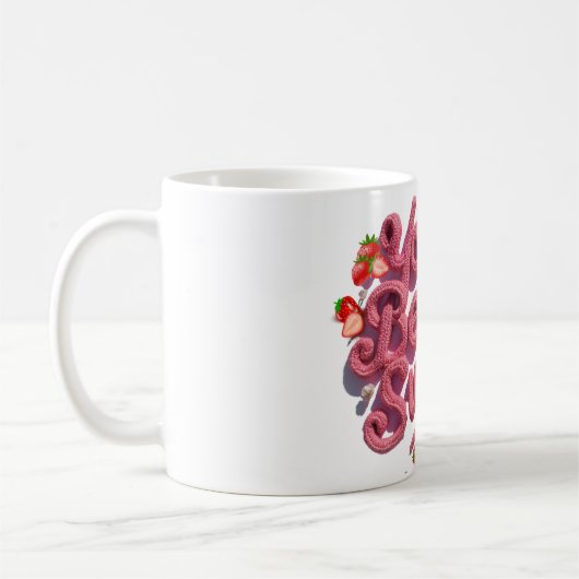キュートピンクあなたはベリースイートストロベリーコケット コーヒーマグカップ (左)