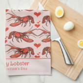 キュートピンクあなたは私のロブスターバレンタインデー キッチンタオル (四つ折り)