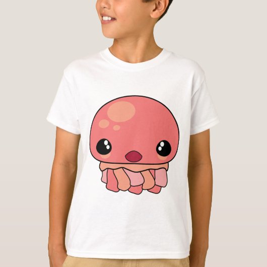 キュートピンクかわいいクラゲキャラクター Tシャツ (正面)