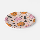 キュートピンクとオレンジハロウィンカボチャ紙プレート ペーパープレート (アングル)