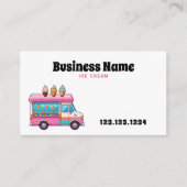 キュートピンクアイスクリームトラックイラストレーション 名刺 (正面)