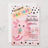 キュートピンクアクソロテルボバティー誕生日招待状 招待状 (正面)