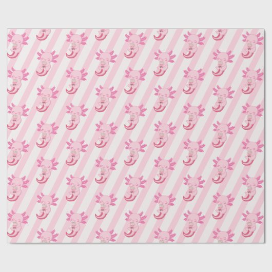 キュートピンクアクソロトルボバティーガールズバースデーパーティー ラッピングペーパー (フラット)