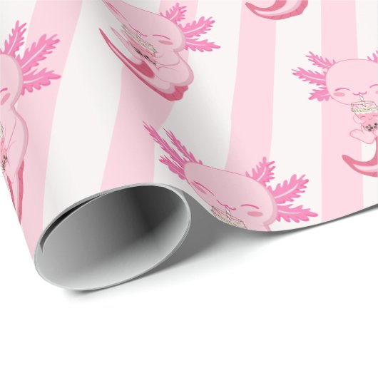 キュートピンクアクソロトルボバティーガールズバースデーパーティー ラッピングペーパー (ロールコーナー)