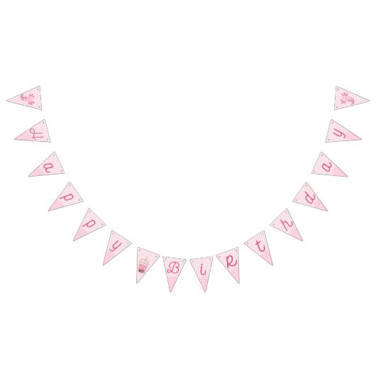 キュートピンクアクソロトルボバティーガール誕生日 バンティングフラッグ (全)