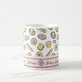 キュートピンクイエロースイートケーキドーナツベーキングクイーン コーヒーマグカップ (中央)