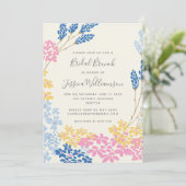 キュートピンクイエローブルーガーデンフローラブライダルシャワー 招待状 (スタンド正面)