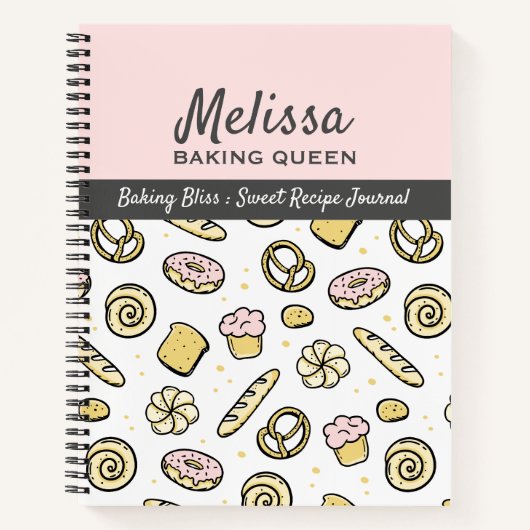 キュートピンクイエローベーキングクイーンジャーナル ノートブック (正面)