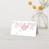 キュートピンクイラストレーションベビーシャワー座席表 プレイスカード (正面)