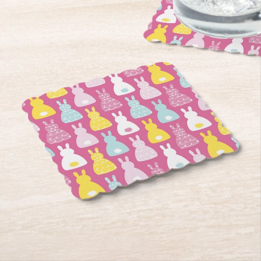 キュートピンクイースターバニーラビット紙コースター ペーパーコースター (アングル)