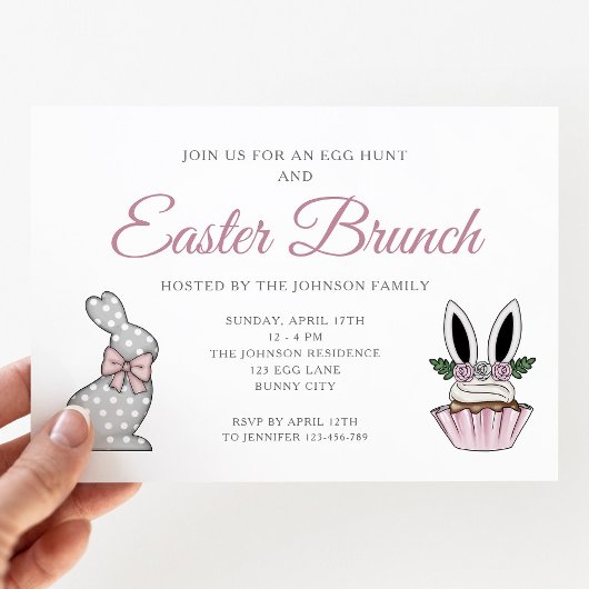 キュートピンクイースターブランチ卵狩り 招待状